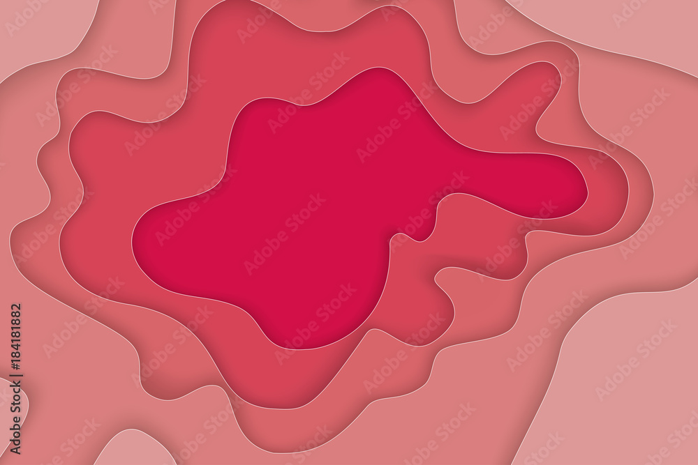 Fototapeta premium Abstract background with paper cut shapes. Vector volume design layout for business presentations, flyers, posters. Volumetric waves, paper art 3d design
