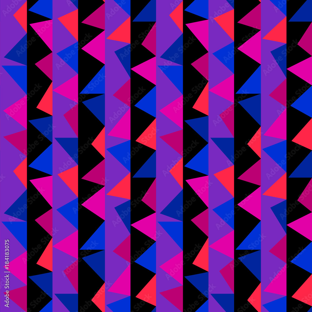 Fototapeta premium Abstract seamless geometric pattern with neon triangle