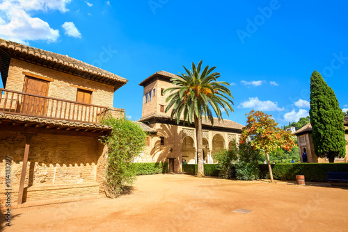  Alhambra palace courtyard. Granada, Andalusia, Spain © Valery Bareta