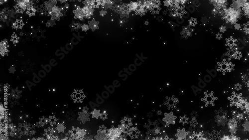 Christmas white snowflakes frame with alpha, looped