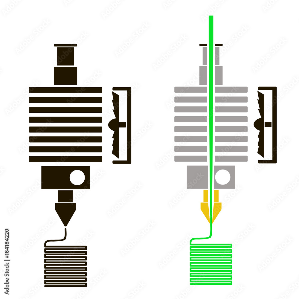 Extruder(hotend) for 3D printer schematically shows the printing