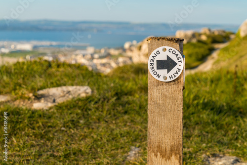 Diversion at the South West Coast Path near Southwell, Isle of Portland, Jurassic Coast, Dorset, UK photo