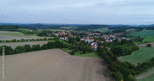 Aerial video of landscape and village in western Bohemia, Chudenice, Wolfgang photo