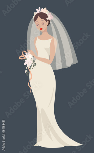 Vector illustration of a bride in a wedding dress