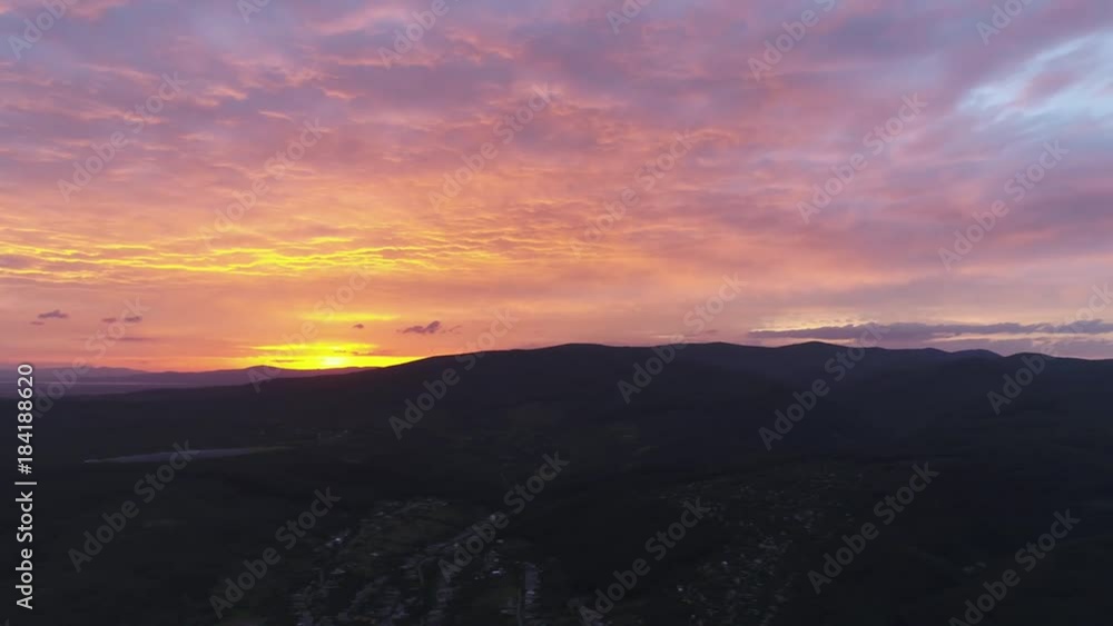 Aerial wiev: Beautiful Red Sunset Aerial wiev: Beautiful Red Sunset