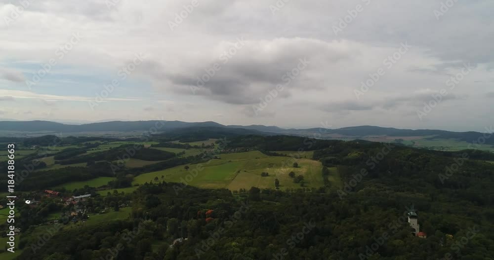 Aerial video of landscape and village in western Bohemia, Chudenice, Wolfgang Aerial video of landscape and village in western Bohemia, Chudenice, Wolfgang