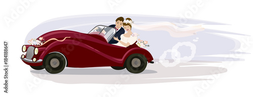 Vector illustration of a wedding trip