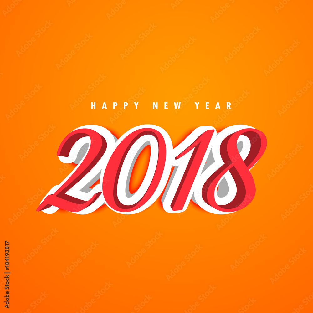 3d new year 2018 creative text design