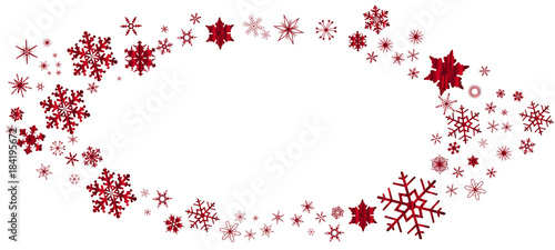 Red Christmas Snowflake Oval Border