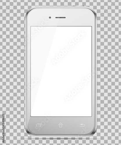 Mobile silver phone isolated in a transparancy background. To present your application.