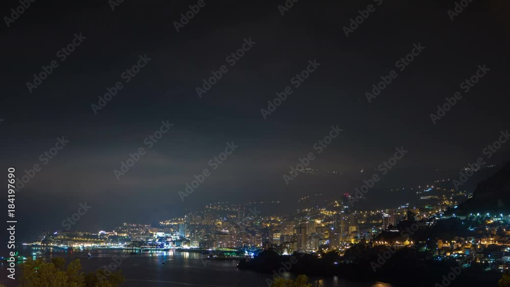 Cityscape of Monte Carlo at night timelapse, Monaco. Cityscape of Monte Carlo at night timelapse, Monaco.