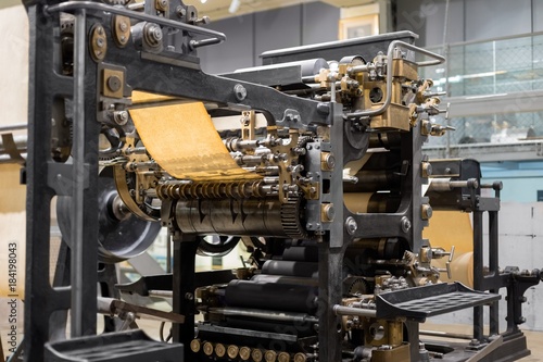 Old Press printing machine closeup