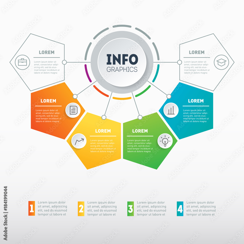 Fototapeta premium Business presentation or infographic with 4 options. Vector infographics or mind map of technology or education process. Web Template of a chart, mindmap or diagram with 4 steps.
