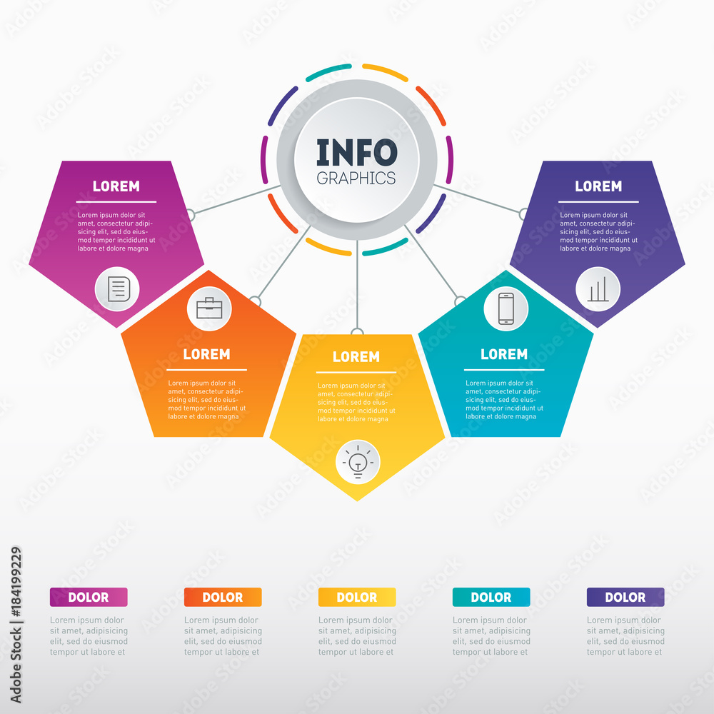 Business presentation or infographic with 5 options. Vector infographics with 5 parts of technology or education process. Web Template of a chart, info graphic, mindmap or diagram. Business presentation or infographic with 5 options. Vector infographics with 5 parts of technology or education process. Web Template of a chart, info graphic, mindmap or diagram.