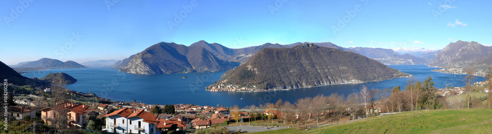 Spectacular view of Monte Isola and Lake Iseo with in the background the Orobiche Alps - Brescia - Italy 07