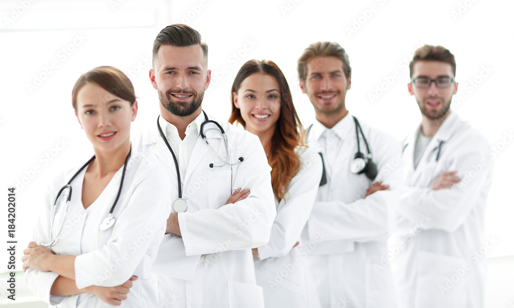 portrait of a successful group of doctors interns. portrait of a successful group of doctors interns.