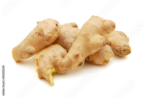 fresh ginger on a white background