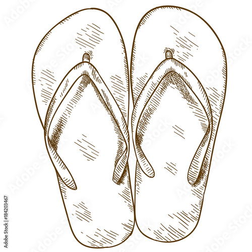 engraving illustration of flip-flops