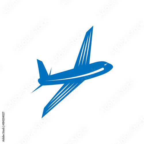 Airplane vector design element, logo, travel agency concept