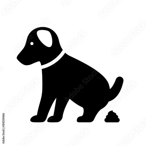 Small pooping dog vector silhouette