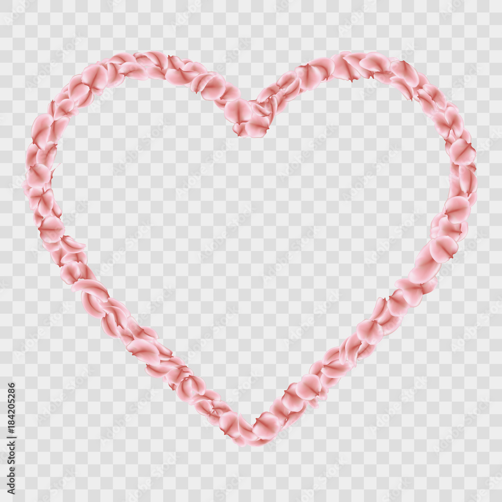 Romantic falling Sakura petals heart shape. EPS 10 vector