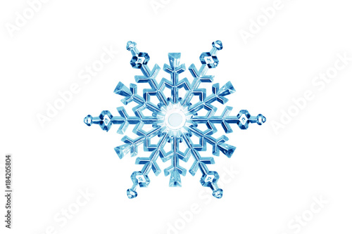 Blue snowflake, isolated on white background