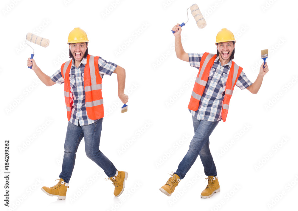 Funny painter isolated on white Funny painter isolated on white