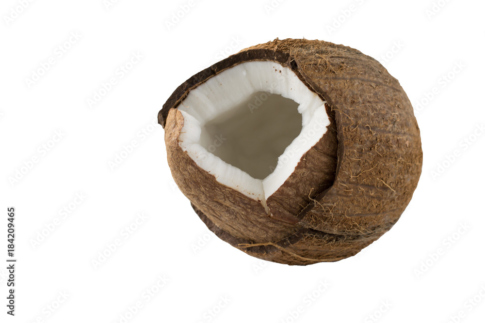 Cracked coconut isolated on white background Cracked coconut isolated on white background
