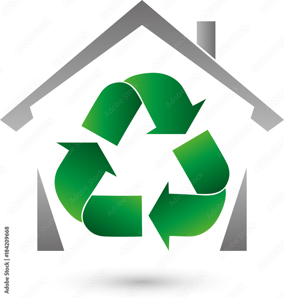 Fototapeta premium Recycling, Haus, Ökohaus, Logo
