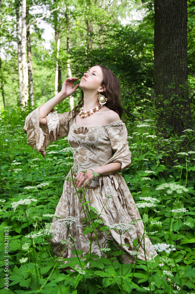 young woman in dress, boho style young woman in dress, boho style