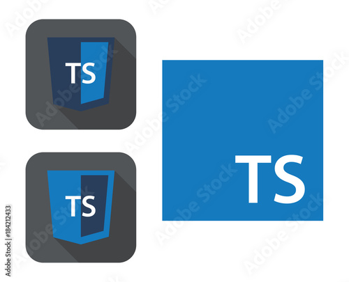 vector collection of web development shield signs - html5 styled badge with ts letters. isolated icon