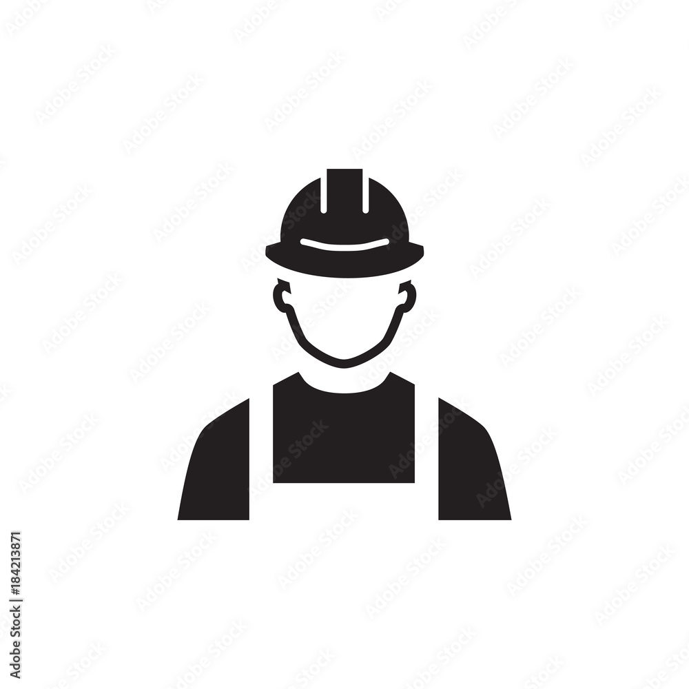 Engineer Icon. Man in Hard Hat. Buider Symbol. Engineer Icon. Man in Hard Hat. Buider Symbol.