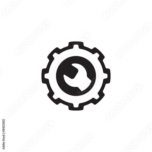 Engineering Icon. Gear and Wrench. Service Symbol.
