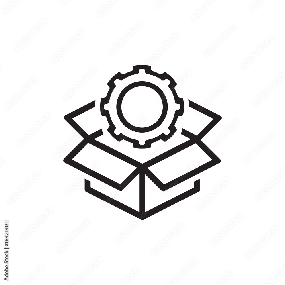 Engineering Solutions Icon. Gear and Cardbox. Product Symbol. Engineering Solutions Icon. Gear and Cardbox. Product Symbol.