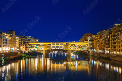 View of Ponte Vecchio at night. Florence  Italy