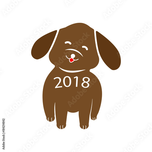 new year 2018 dog Chinese calendar icon. Christmas or New Year element. Premium color graphic design. Signs, outline symbols collection, simple icon for websites, web design photo