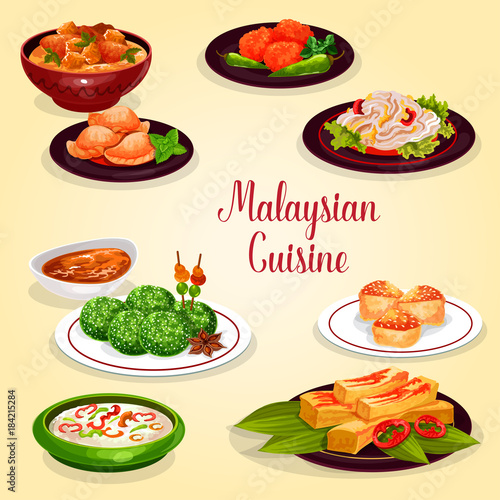 Malaysian cuisine icon of asian restaurant menu