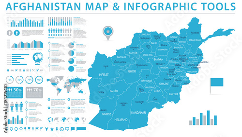 Afghanistan Map - Info Graphic Vector Illustration photo