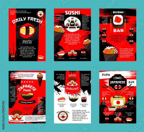 Japanese restaurant and sushi bar menu template