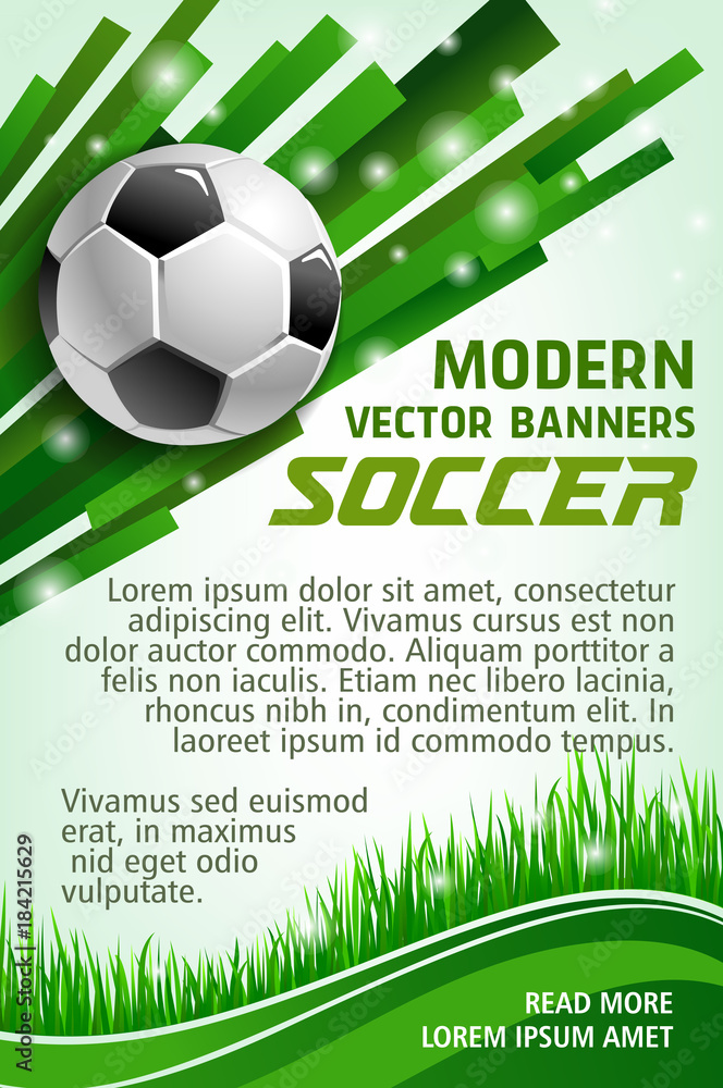 Fototapeta premium Football sport game banner with soccer ball