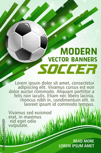 Football sport game banner with soccer ball