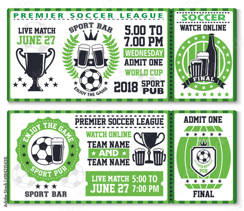 Soccer or football sport game ticket template