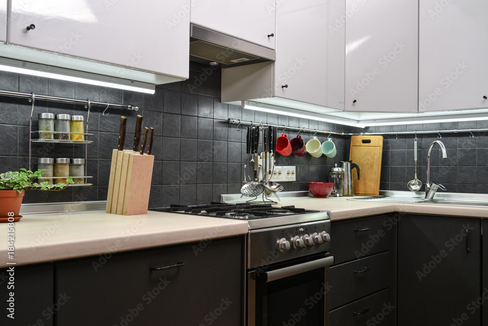 A fragment of the modern style kitchen A fragment of the modern style kitchen