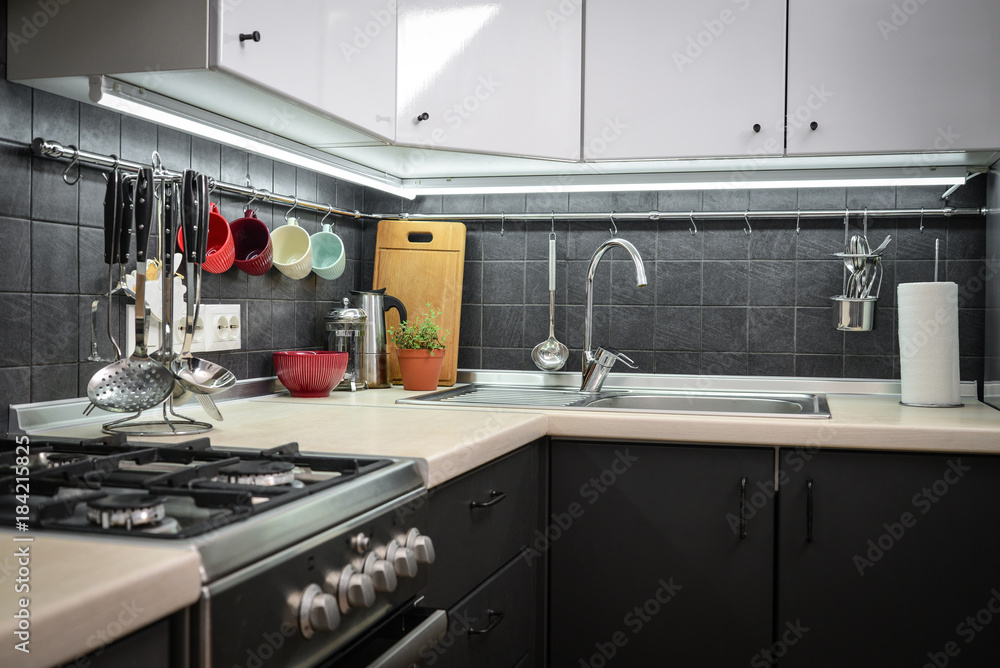 A fragment of the modern style kitchen A fragment of the modern style kitchen