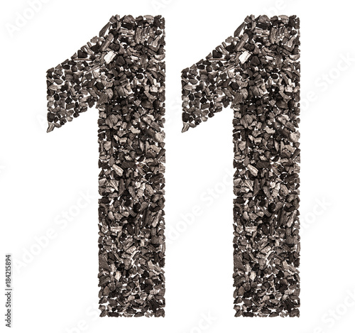 Arabic Numeral 11 Eleven From Black A Natural Charcoal Isolated On White Background Stock Photo Adobe Stock