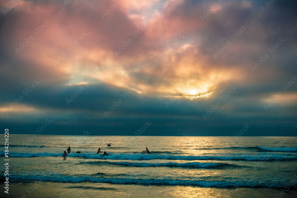 Pacific Beach Sunset Surfers