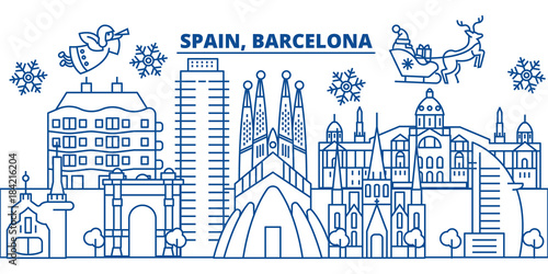 Photography Spain, Barcelona winter city skyline