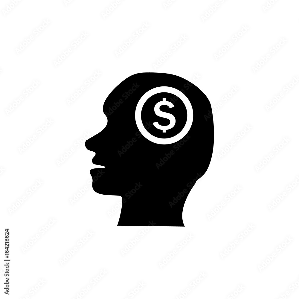 Head with dollar symbol icon. Strategy managment Icon. Premium quality graphic design. Signs, symbols collection, simple icon for websites, web design, mobile app Head with dollar symbol icon. Strategy managment Icon. Premium quality graphic design. Signs, symbols collection, simple icon for websites, web design, mobile app