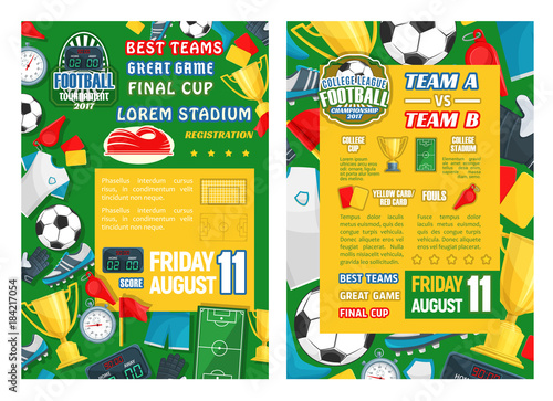 Football or soccer sport tournament match banner