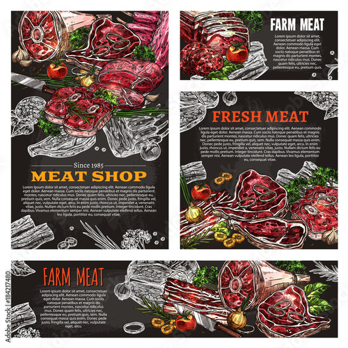 Meat product chalkboard banner for butcher shop